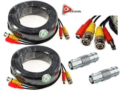 AceLevel Premium 100ft Thick BNC Extension Cables for Q-See Systems - 2 Pack (Black) 