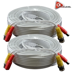 AceLevel Premium 100ft BNC Extension Cables for Q-See Systems - 2 Pack (White) 