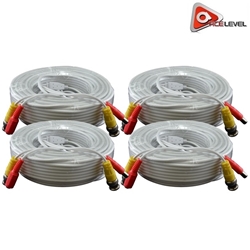 AceLevel Premium 100ft BNC Extension Cables for Defender Systems- 4 Pack (White) 