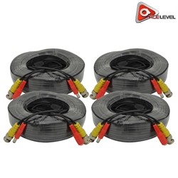 AceLevel Premium 100ft BNC Extension Cables for Clover Systems - 4 Pack (Black) 