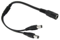 1 to 2 DC Power Splitter Cable, 2.1mm Plugs, 12VDC Female 2.1mm Jack, 2 Male 2.1mm, Plugs, CCTV Power