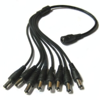 1 to 8 DC Power Splitter Cable, 2.1mm Plugs, 12VDC Female 2.1mm Jack, 8 Male 2.1mm, Plugs, CCTV Power, PTA2